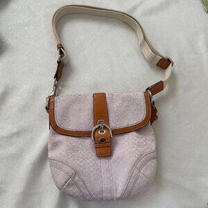Coach Lilac Z Soho Jacquard Fabric Side Cross with Tan Leather Trim